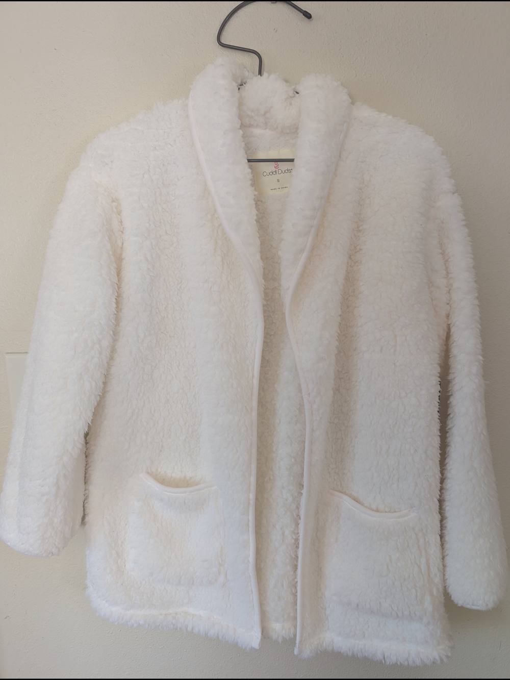 NWT Cuddl Duds Cozy Ivory Teddy Open-Front Jacket